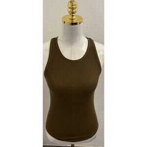 Intimately Free People Dark Olive Brown Ribbed Tank Top Size XXS Earth Tone